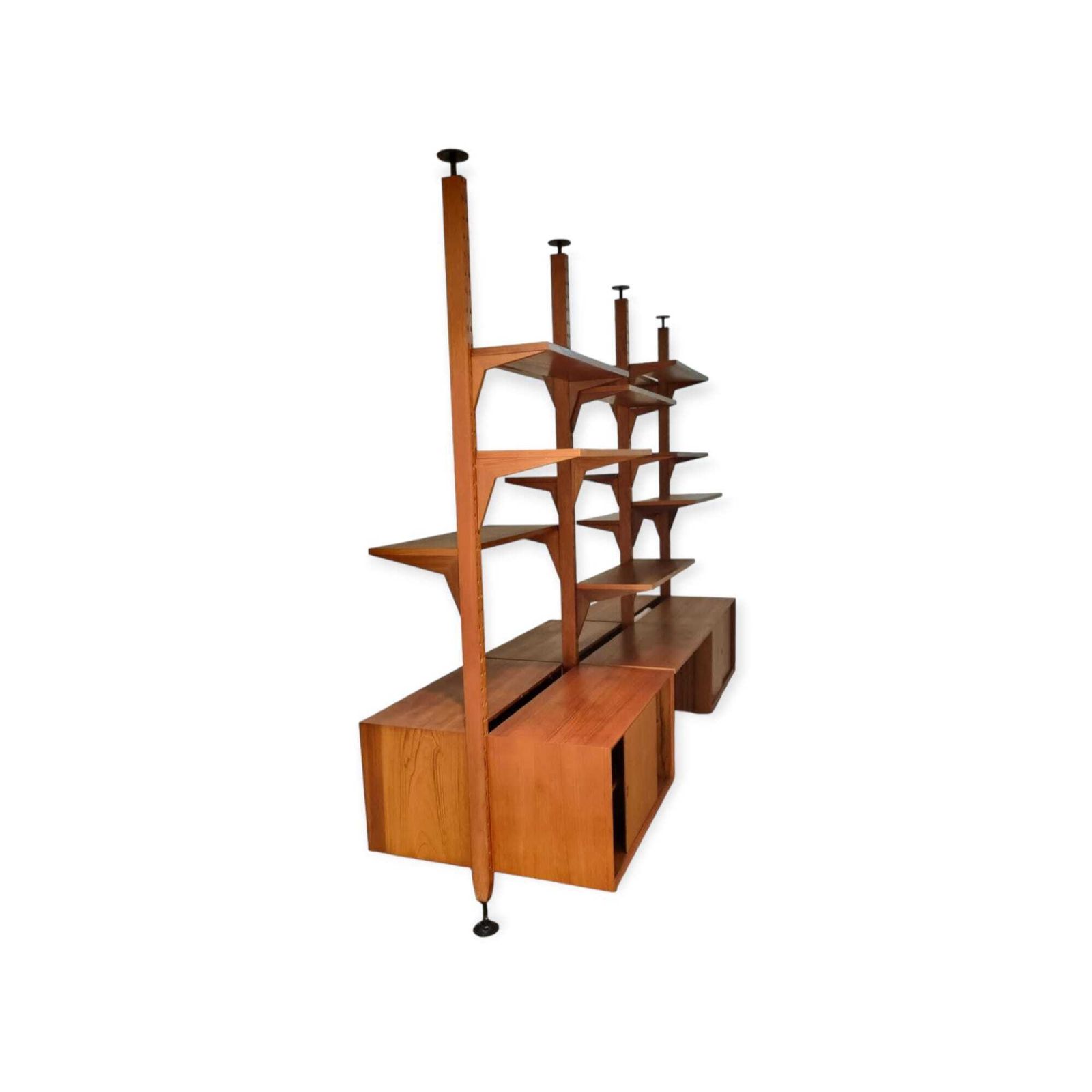 Very Rare Modular Royal Series Wall Unit In Teak By Poul Cadovius, Denmark, 1960s