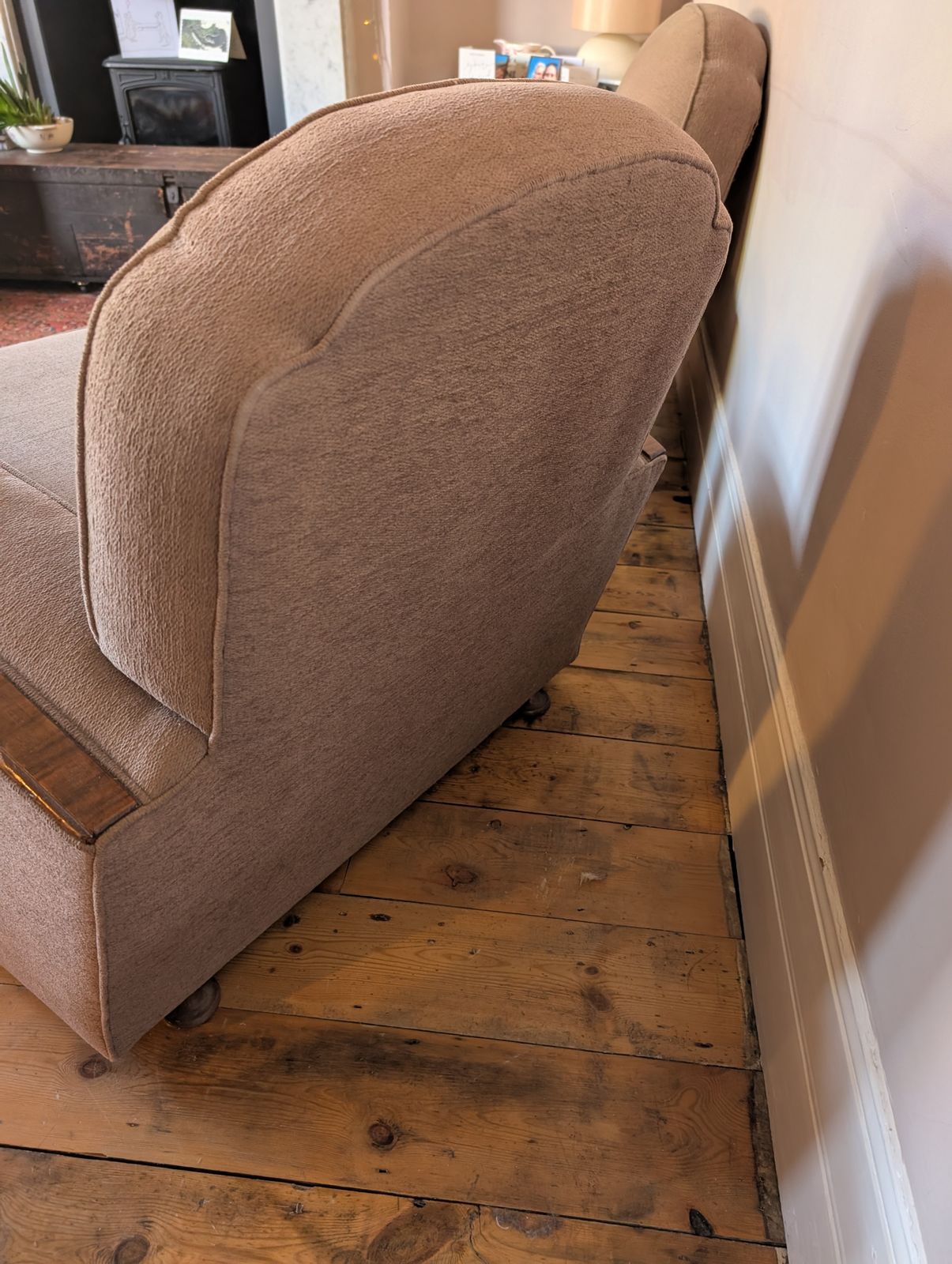Art Deco Pair Of Armchairs With Walnut Trim, Recently Re Upholstered, Super Comfy. photo vinterior