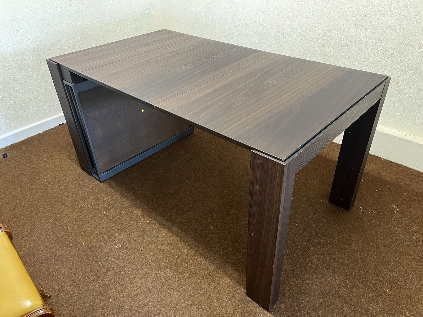 Ozzio Italia A4 Extending Table In Dark Brown Wood photo for sale