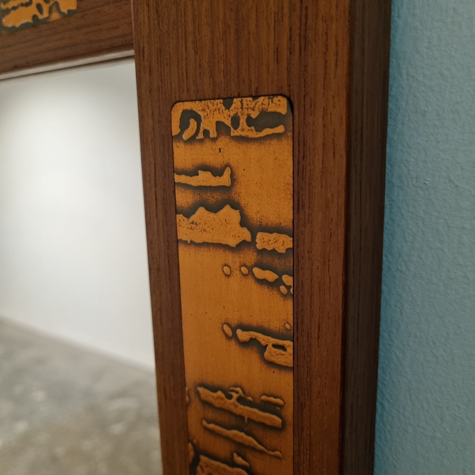 Home Decor Mid Century Teak And Copper Hallway Set With Mirror And Shelf, 1960s, Set Of 2 photo