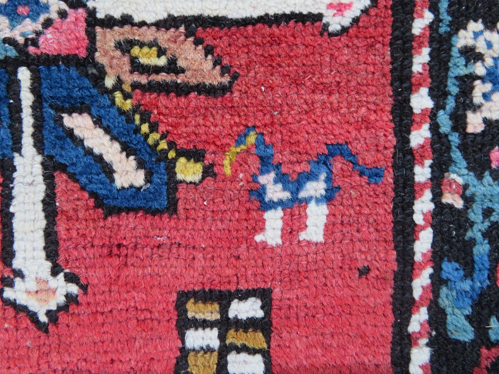 Antique Caucasian Karabagh Village Rug. Signed Name By Weaver.  194cm X 117cm. photo Textiles
