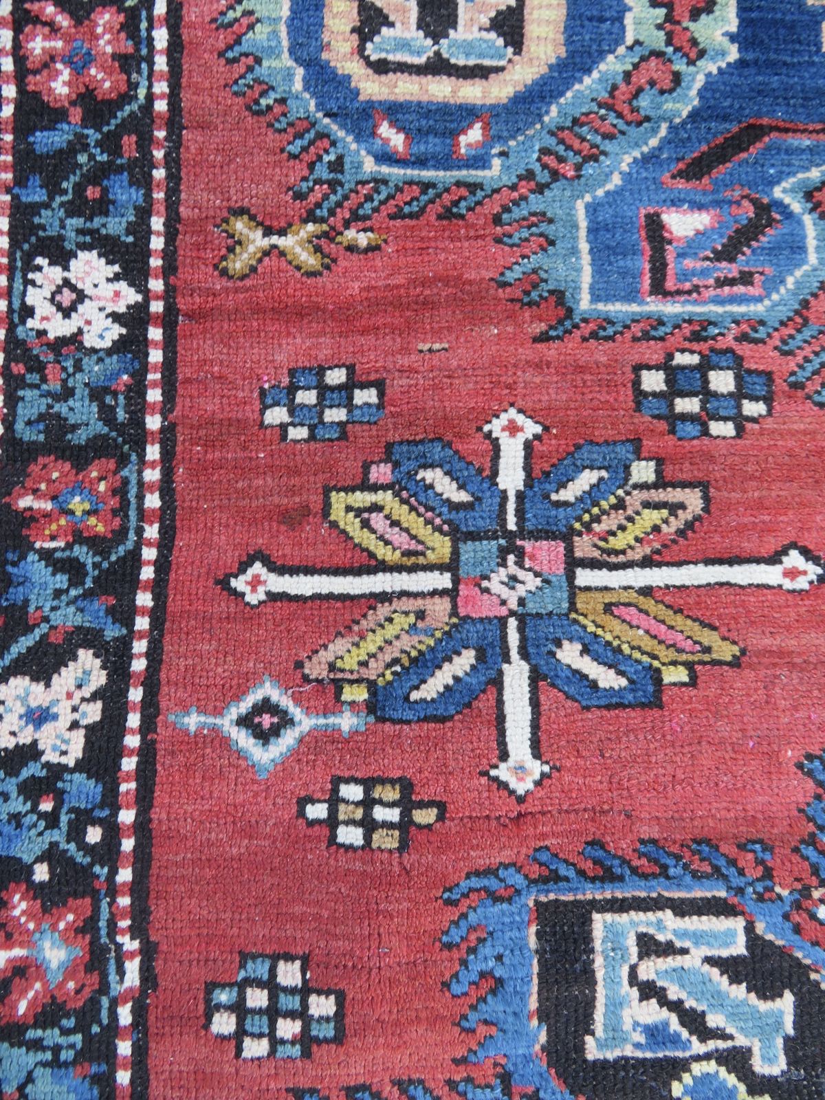 photo vinterior Antique Caucasian Karabagh Village Rug. Signed Name By Weaver.  194cm X 117cm.