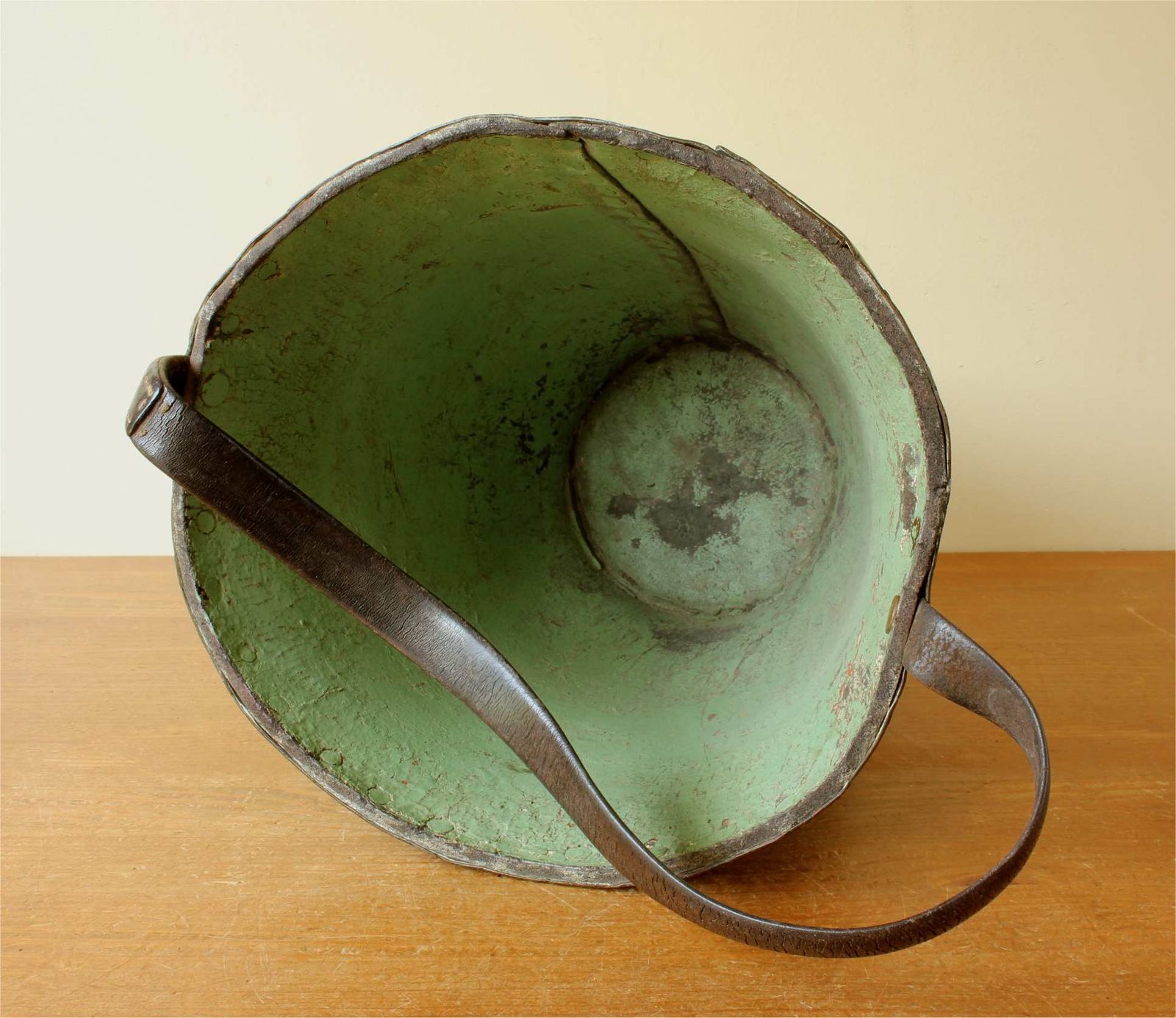 Georgian Leather Fire Bucket. Copper Studded Waste Paper Basket. C1800. photo vinterior