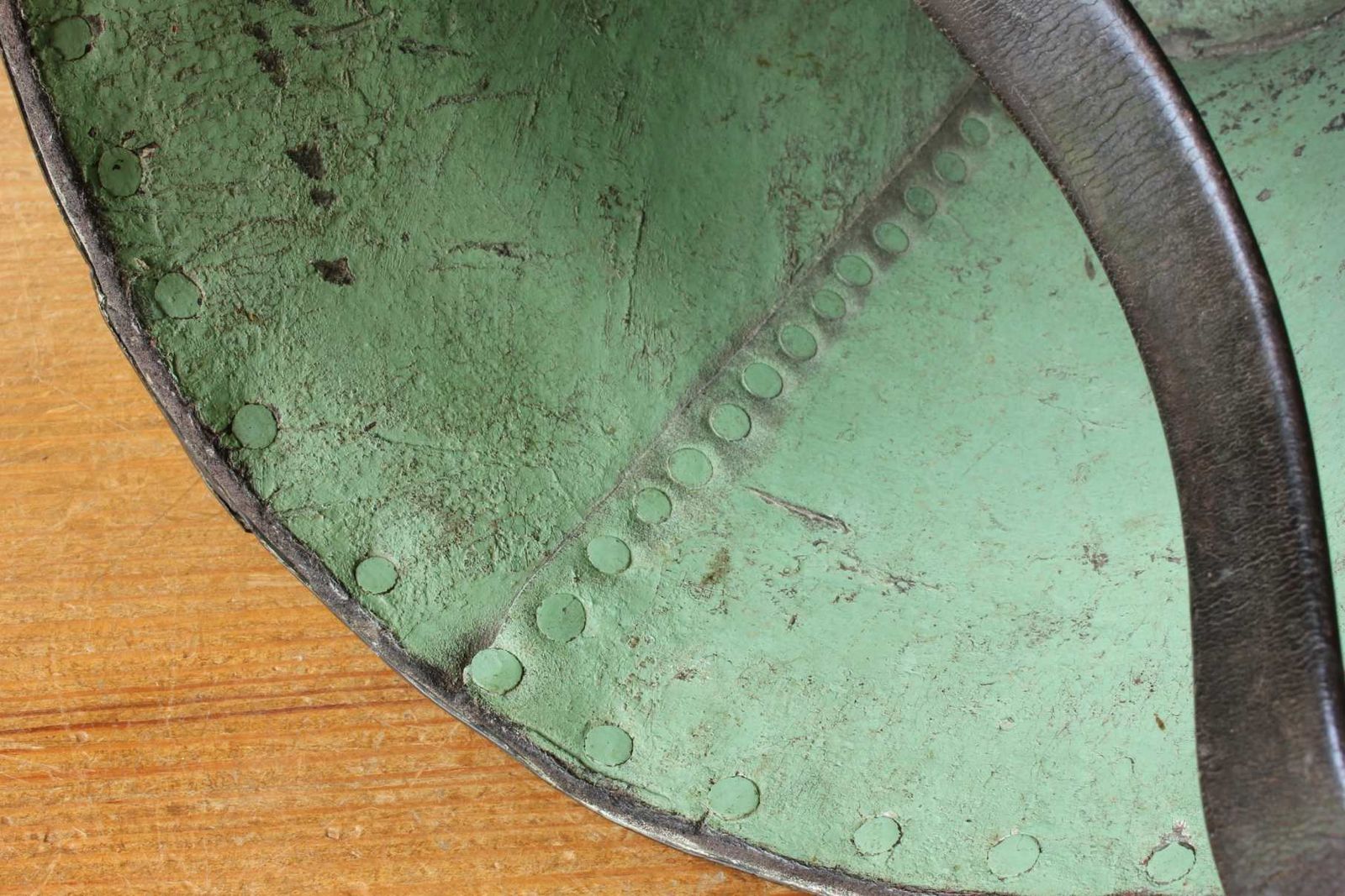 560.0 Georgian Leather Fire Bucket. Copper Studded Waste Paper Basket. C1800. photo