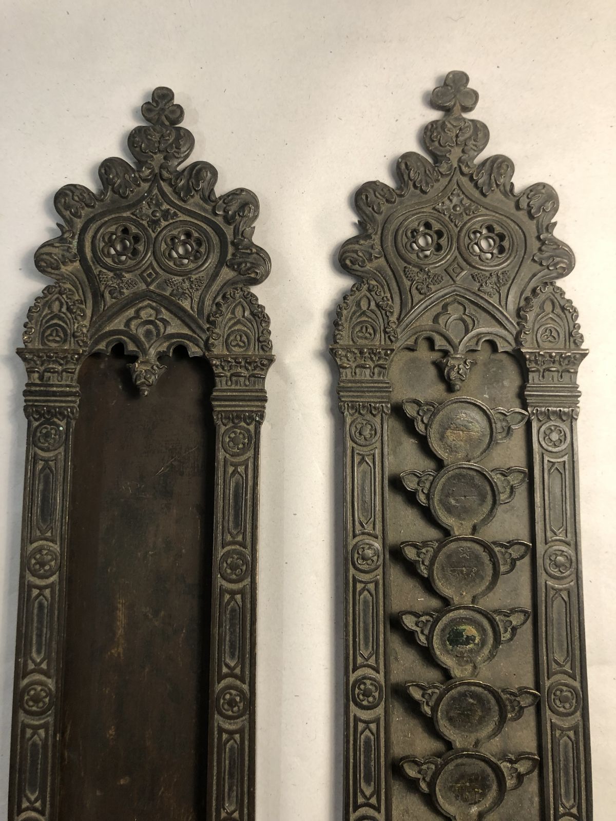 Pair Antique Bronze Louis Philippe Card Holder And Letter Plate C19 photo vintage