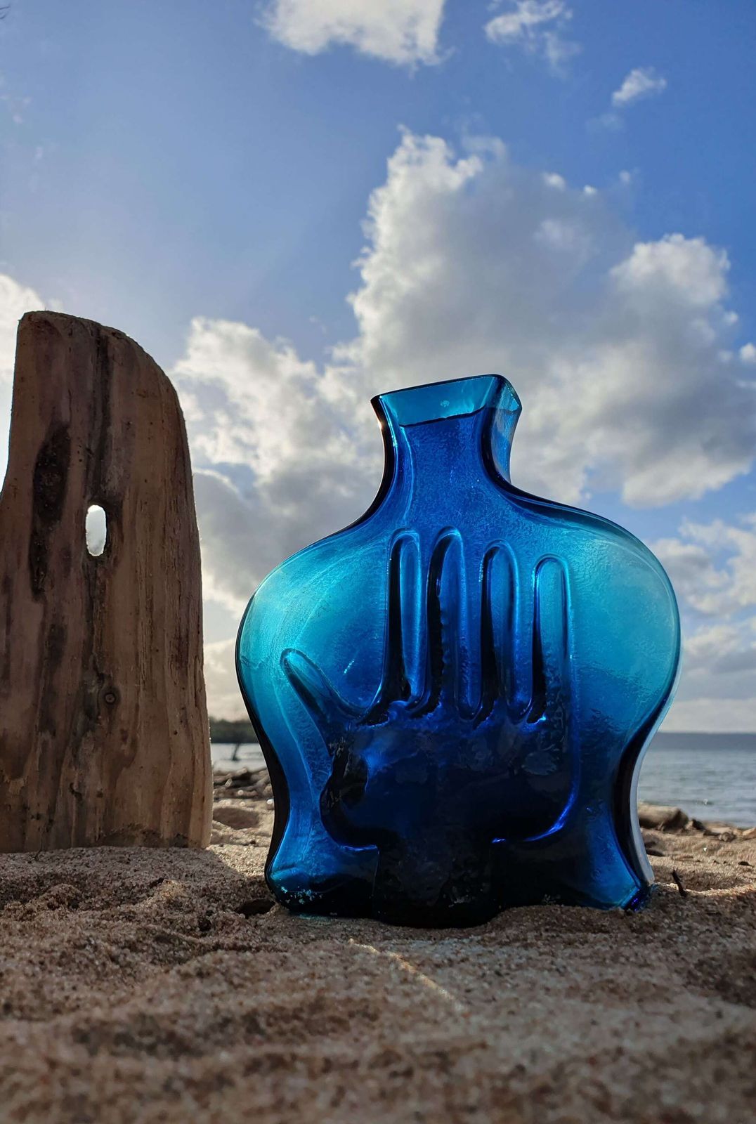 Bertil Vallien For Afors, Sweden. A Blue Glass Vase Of Flask Form. 1960s.