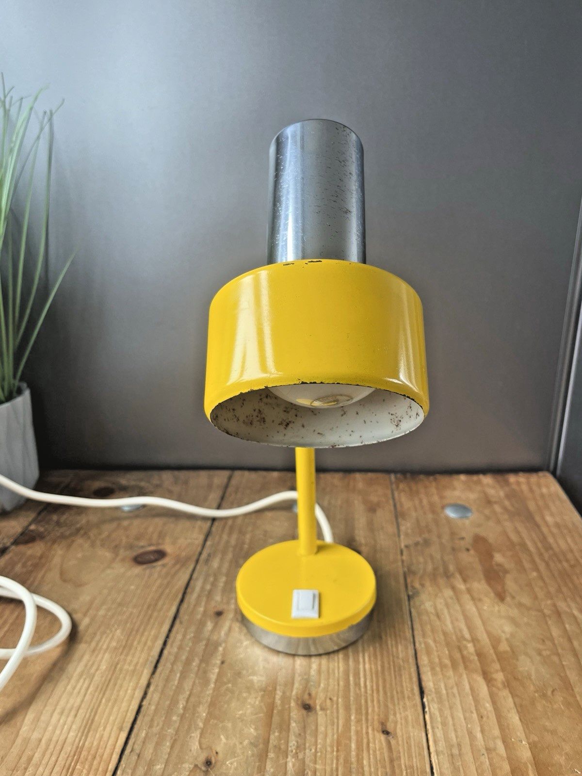125.0 Mid Century Bright Yellow Chrome 60's 70's Gooseneck Desk Lamp Light Sis Germany photo