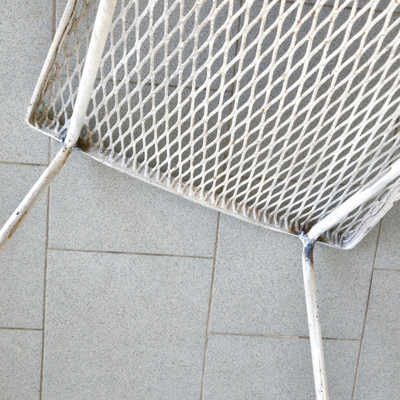 Furniture Pair Of Vintage 1950 White Lacquer Metal Chairs Dlg Mathieu Mategot 50s photo