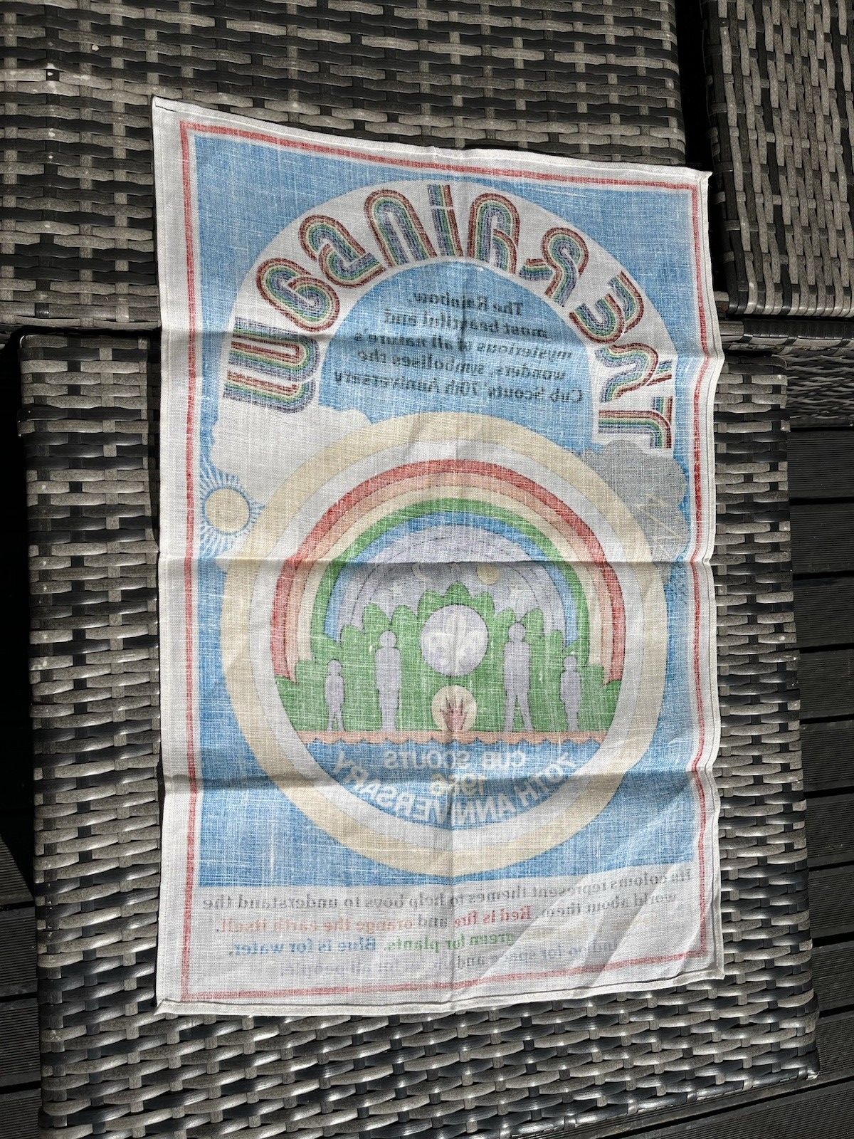 Vintage Collectable The Rainbow Cub Scouts 70th Anniversary Tea Towel Wall Art photo 50.0