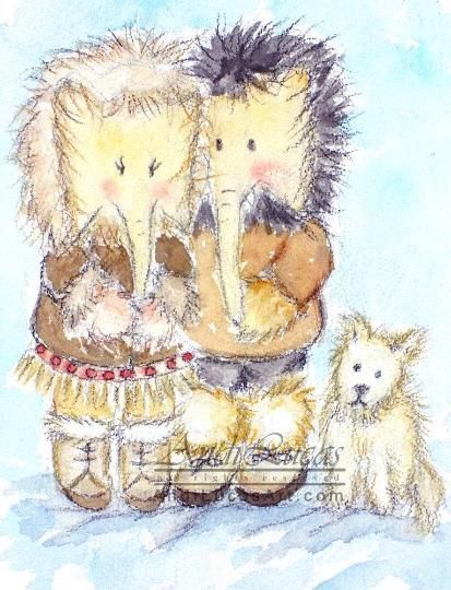 Elephant Eskimos Illustration Cute Original Watercolour Painting Andi J Lucas photo furniture