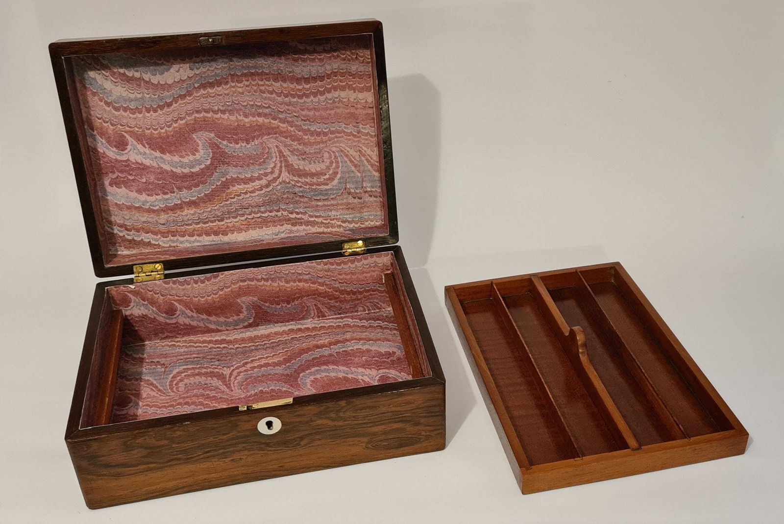 Antique Rosewood Box With Simple Mother Of Pearl Cartouche And Escutcheon. photo Home Decor