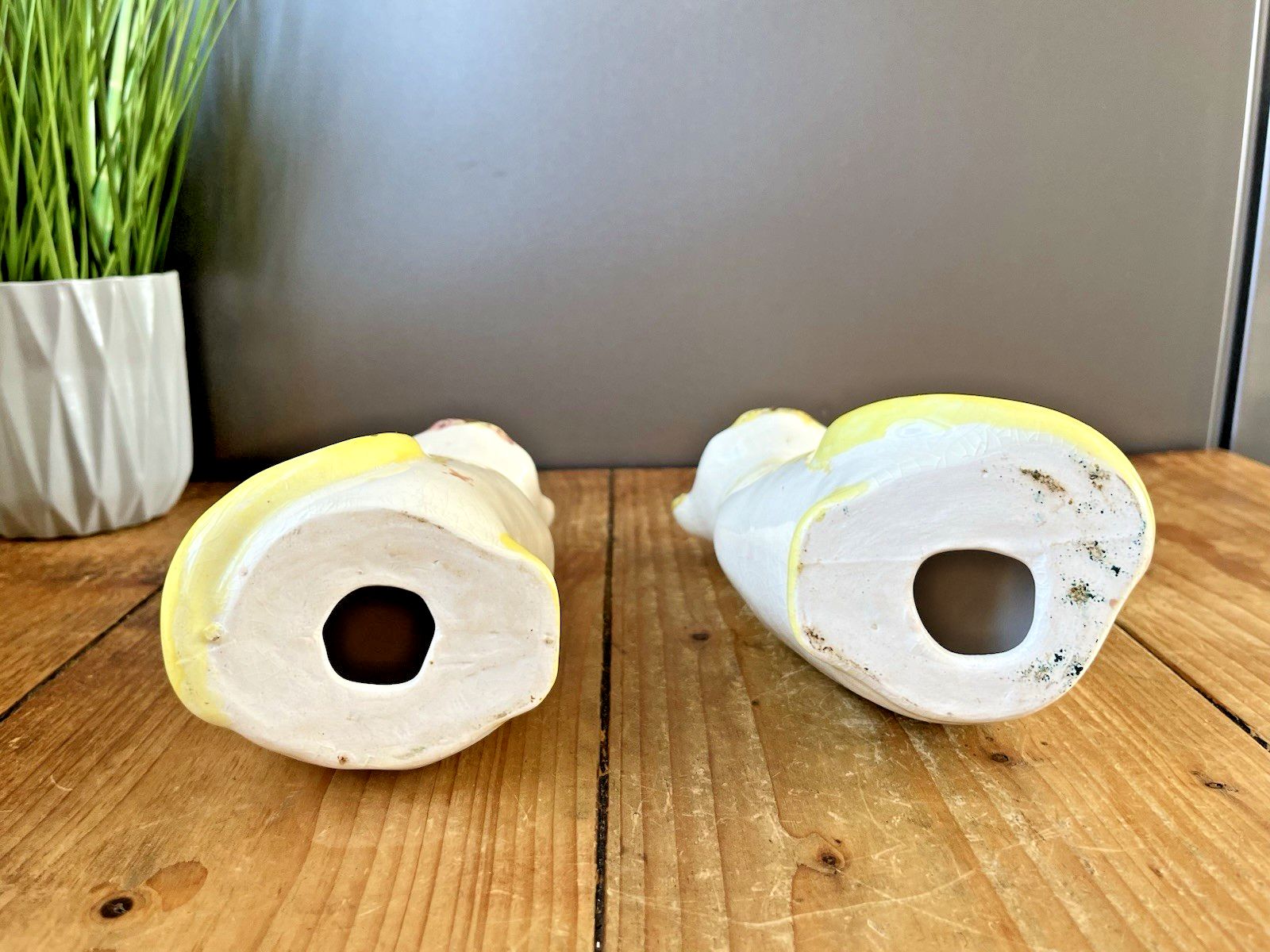 150.0 Pair Of Unusual Mid Century Pottery Mantel Cats Ornaments Portuguese ? Italian ? photo