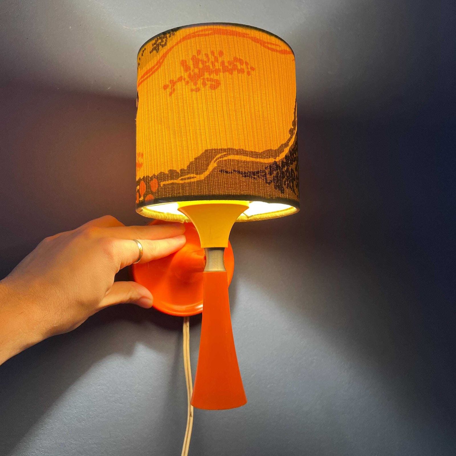 Oranje Mid Century Space Age Textielen Wandlamp
