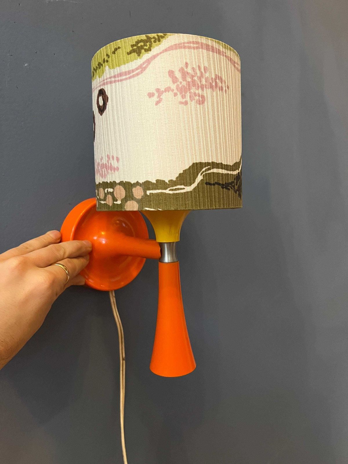 Oranje Mid Century Space Age Textielen Wandlamp photo buy