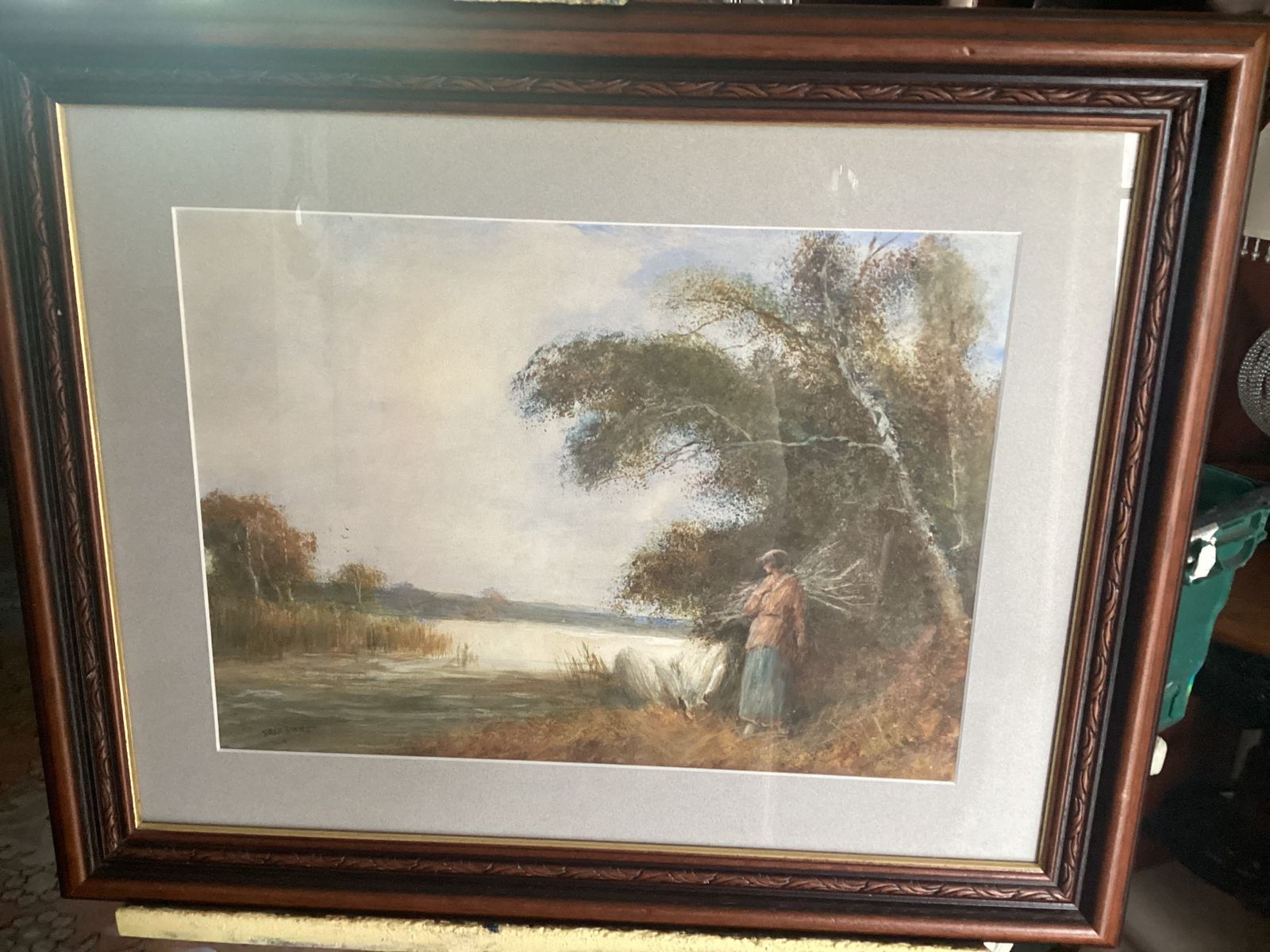 Frederick Hines Watercolour Of Girl Collecting Faggots photo 150.0