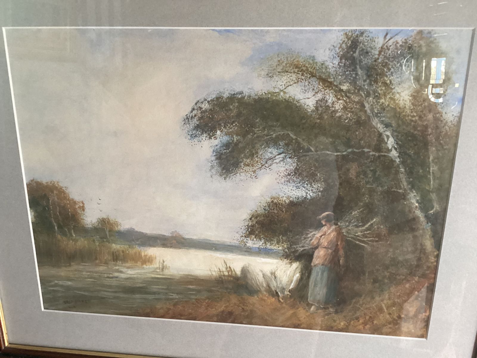 Frederick Hines Watercolour Of Girl Collecting Faggots photo buy