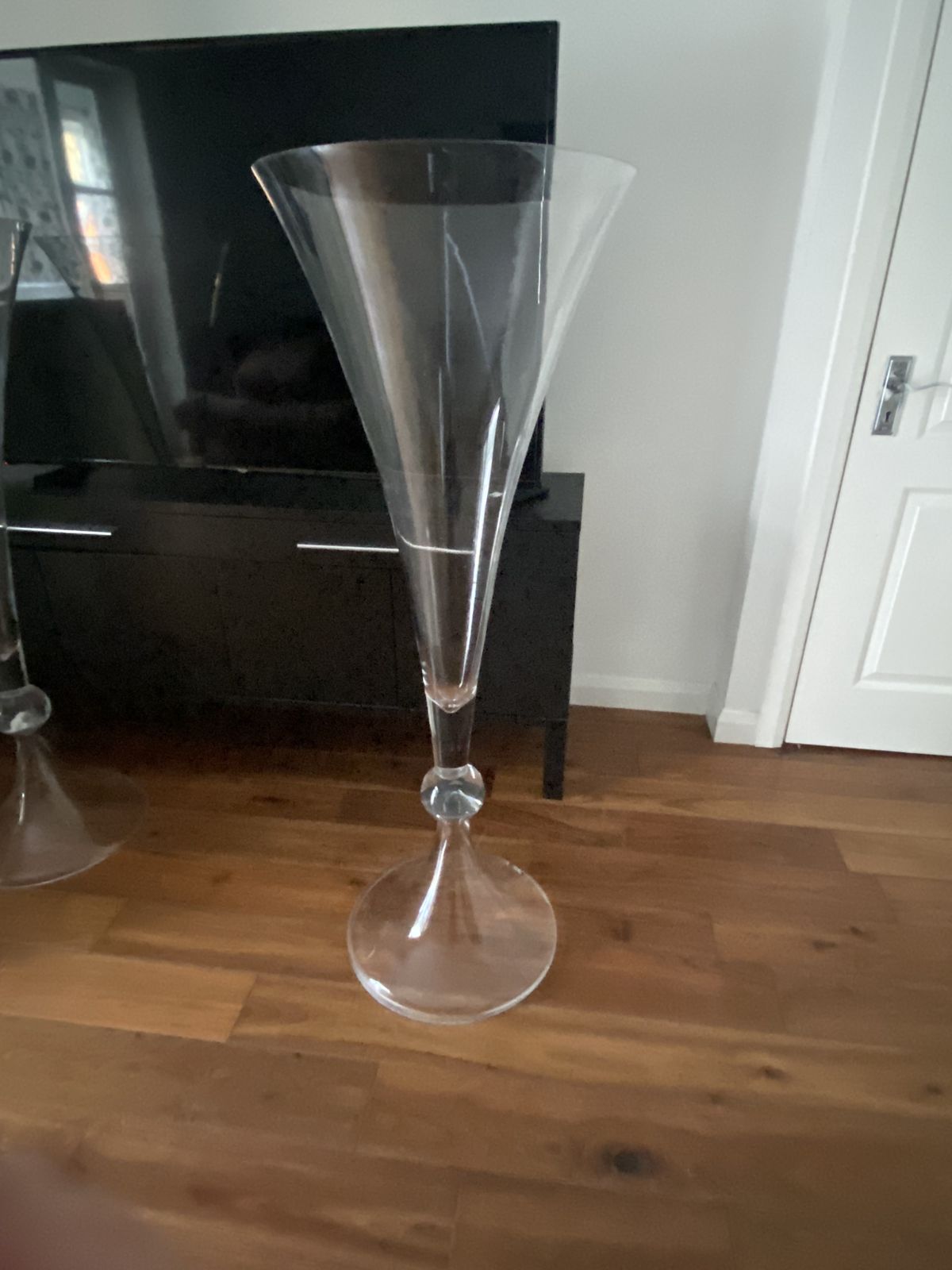 Monumental 120cm Vintage Hand Blown Fluted Glass Vase – A Rare Statement Piece