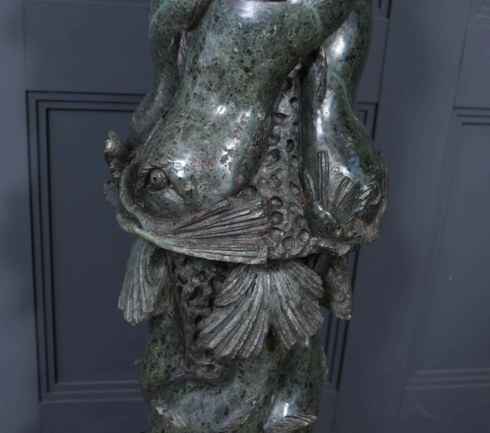 1200.0 Antique Italian Serpentine Marble Pedestal C1880 photo