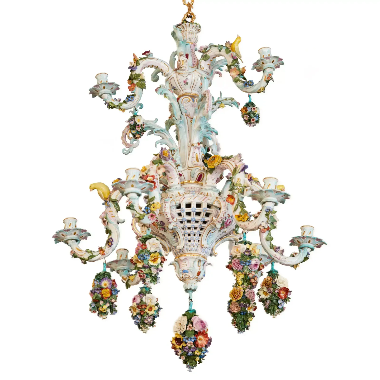 Delightful Porcelain Chandelier Meissen 1790, From The Residence Of King Alfonso XIII In Biarritz. photo furniture