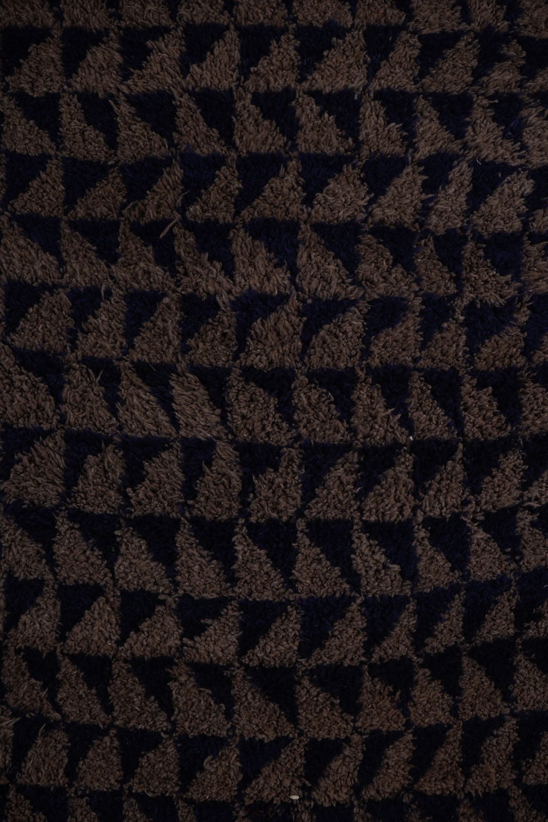 Mid Century Modern Shag Rug With Geometric Brown And Navy Pattern 3'3'' X 5'3'' photo 450.0