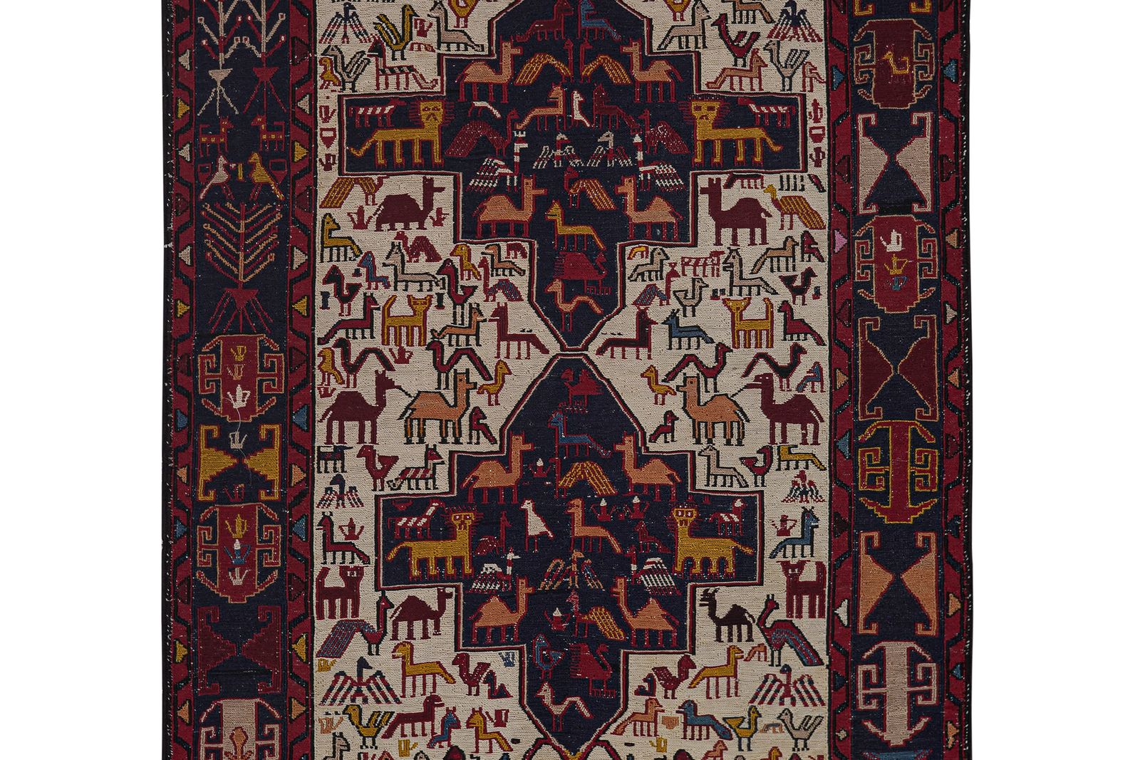Turkish Jajim Kilim Rug   Wool Rug With Geometric Motif 5'1'' X 8'1'' photo for sale