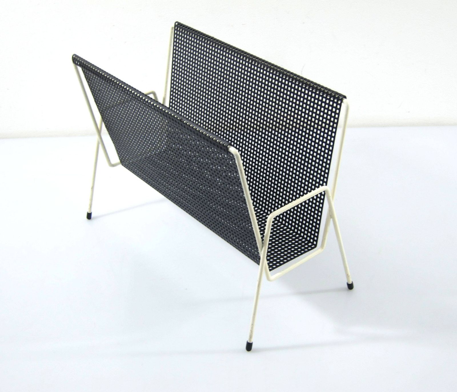 Mathieu Mategot Style White And Black Magaine Rack photo furniture