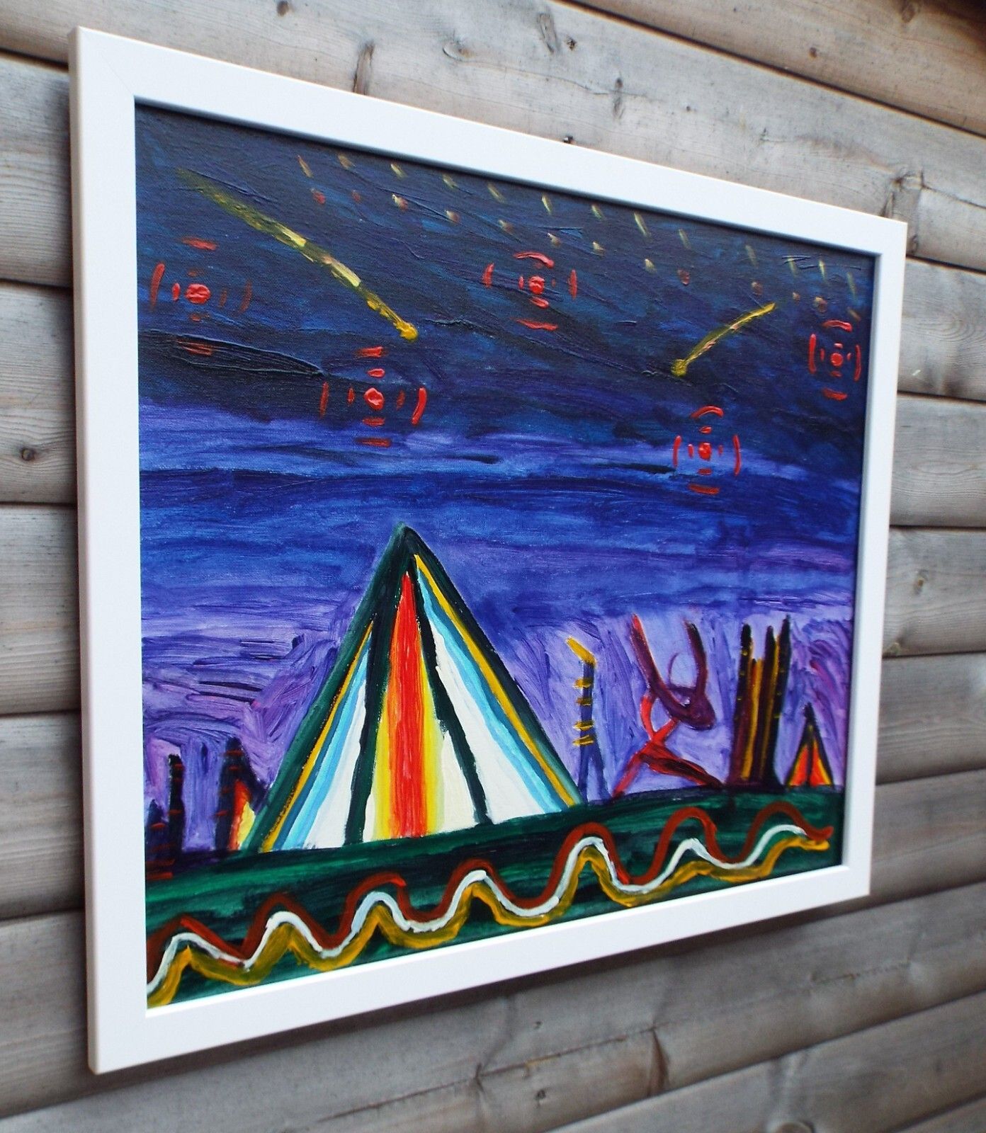 New Abstract Painting ' Parade From The Stars' Signed Framed Fraser J Lucas photo 259.0