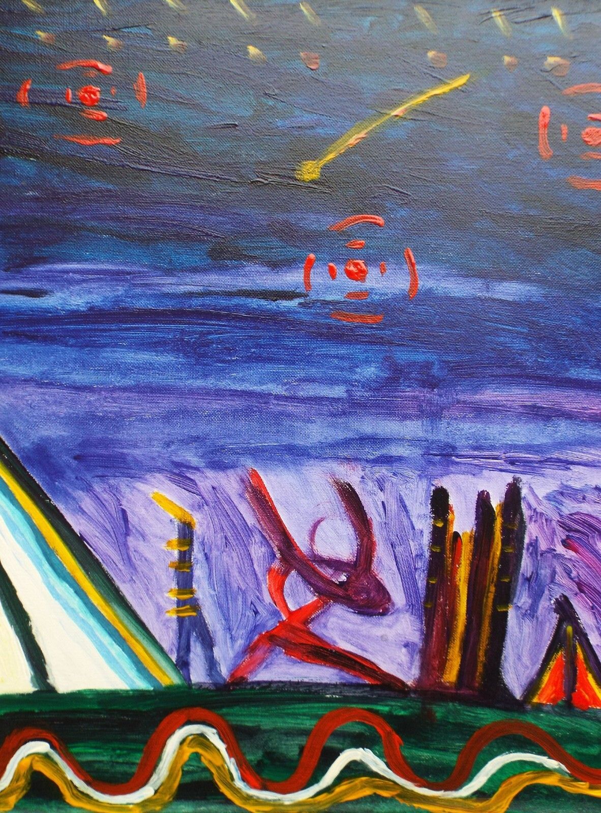 New Abstract Painting ' Parade From The Stars' Signed Framed Fraser J Lucas photo vintage