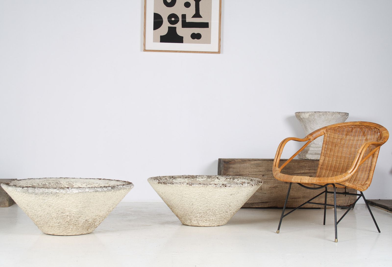 A Large Pair Of Mid Century Modernist Concrete Planters In The Manner Of Willy Guhl photo furniture