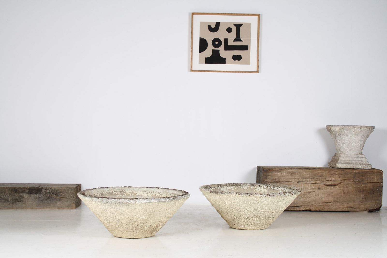 A Large Pair Of Mid Century Modernist Concrete Planters In The Manner Of Willy Guhl photo Garden Decor