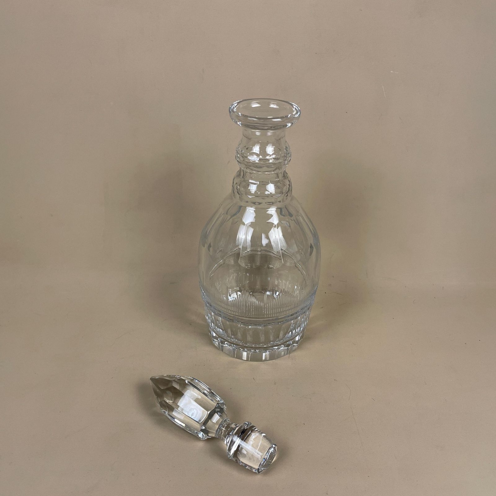 Vintage Glass Drink Decanter Cut Glass Crystal Whisky Display Triple Neck Bottle Retro Antique photo vinterior