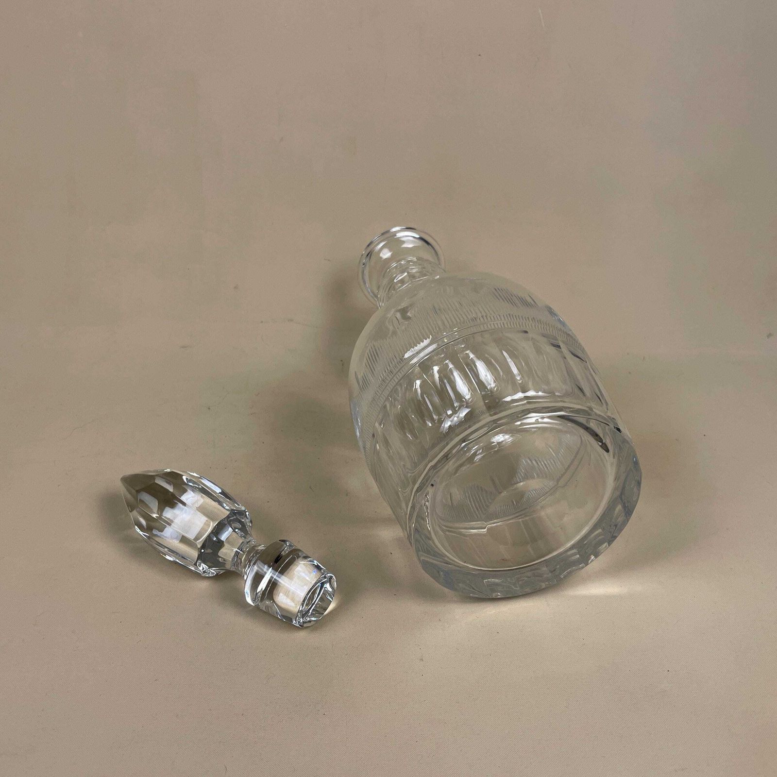 Vintage Glass Drink Decanter Cut Glass Crystal Whisky Display Triple Neck Bottle Retro Antique photo vintage