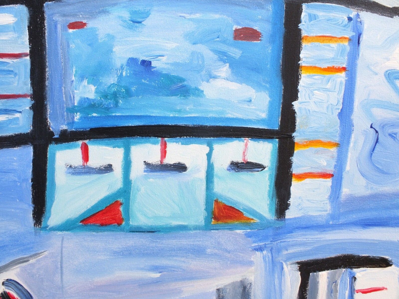 Large Framed Original Abstract Cityscape Painting Urban Dreams Fraser J Lucas photo Art