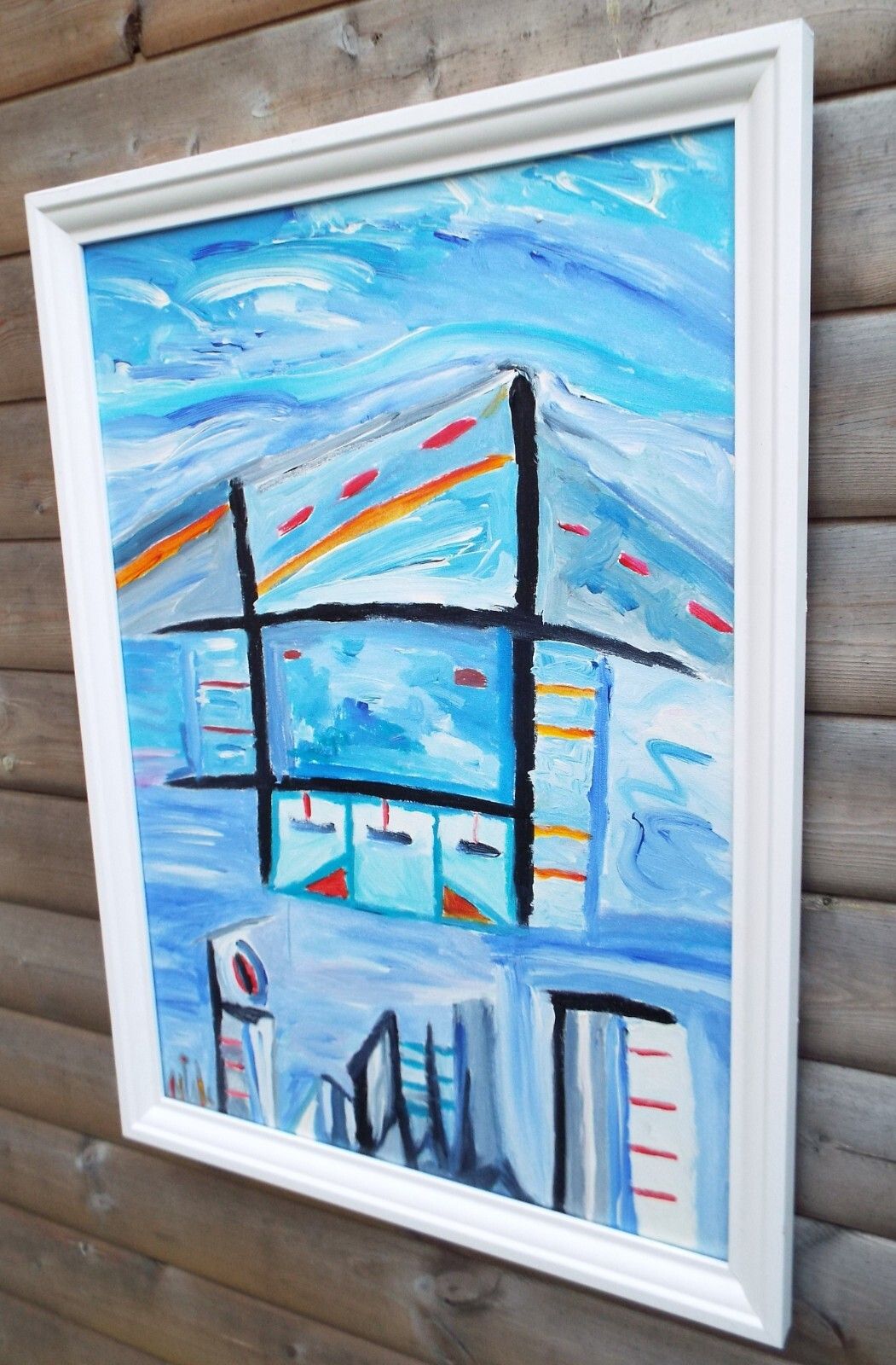 Large Framed Original Abstract Cityscape Painting Urban Dreams Fraser J Lucas photo 260.0