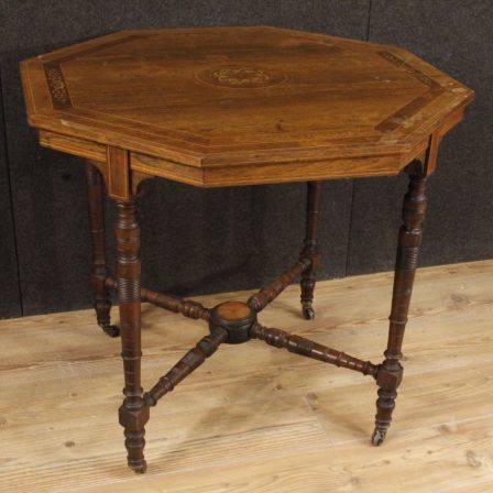 English Inlaid Side Table From 20th Century