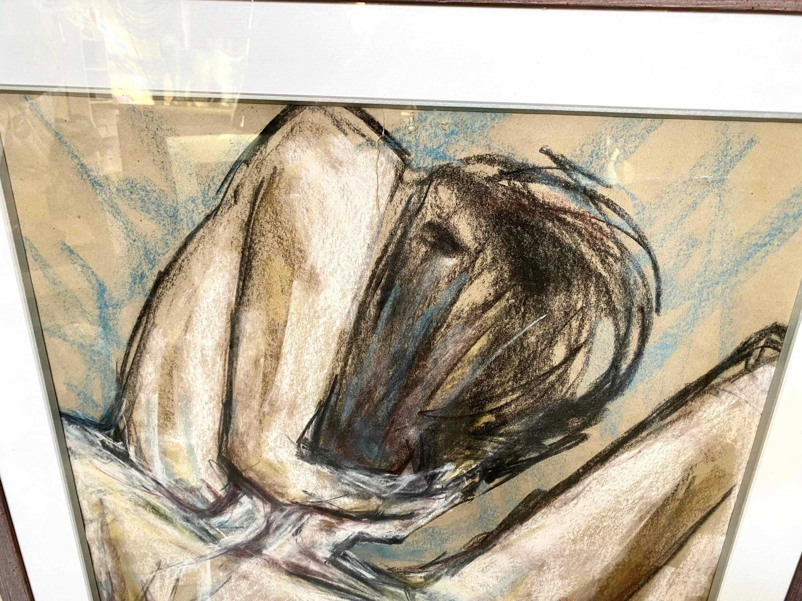 Large Framed Figurative Pastel On Paper   Signed Pembrokeshire Artist Susan Pomery photo buy