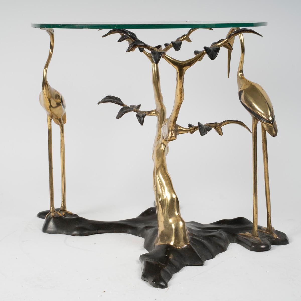Coffee Table, End Of Sofa In Patinated And Gilded Bronze, Flamingo Design. photo 3672.0