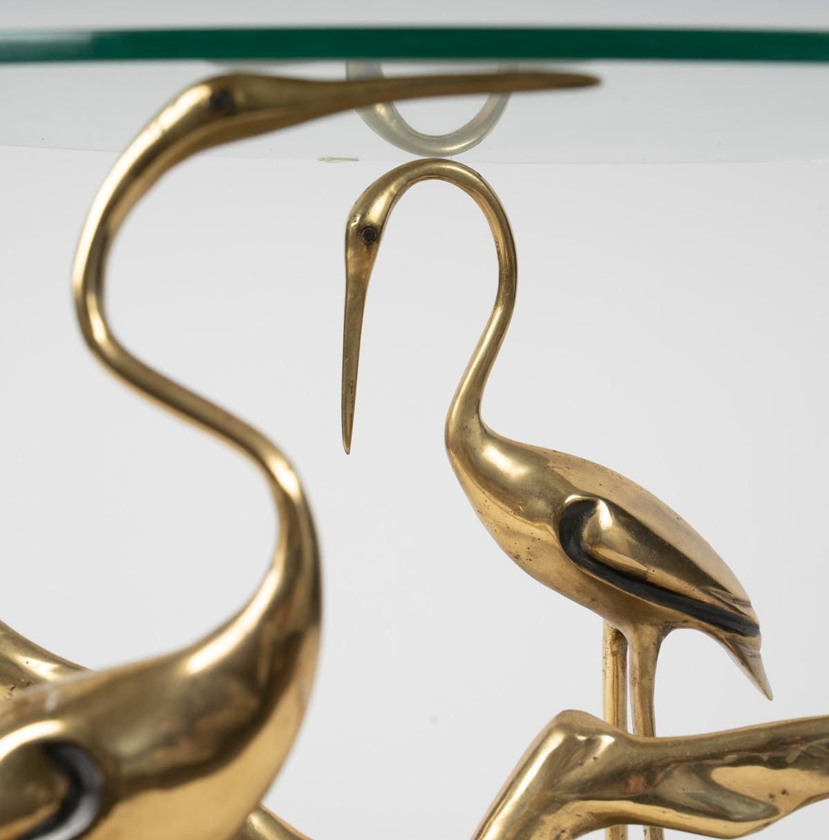 Coffee Table, End Of Sofa In Patinated And Gilded Bronze, Flamingo Design. photo buy