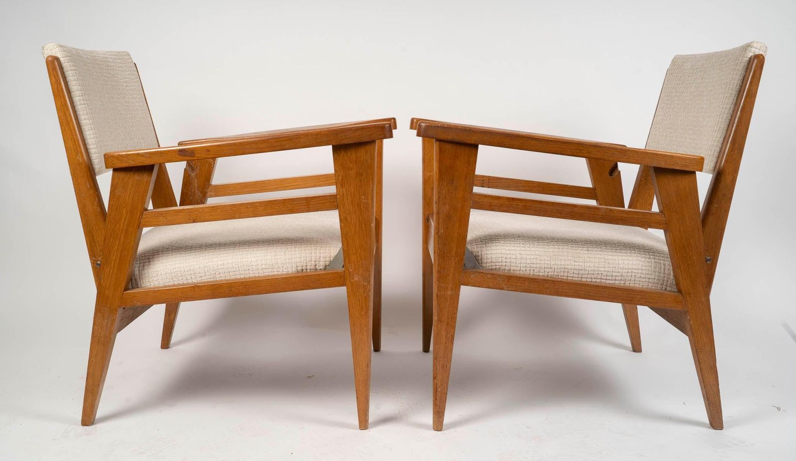 Pair Of 1950s Oak Armchairs, Convertible, Two Seat Heights. photo 3780.0