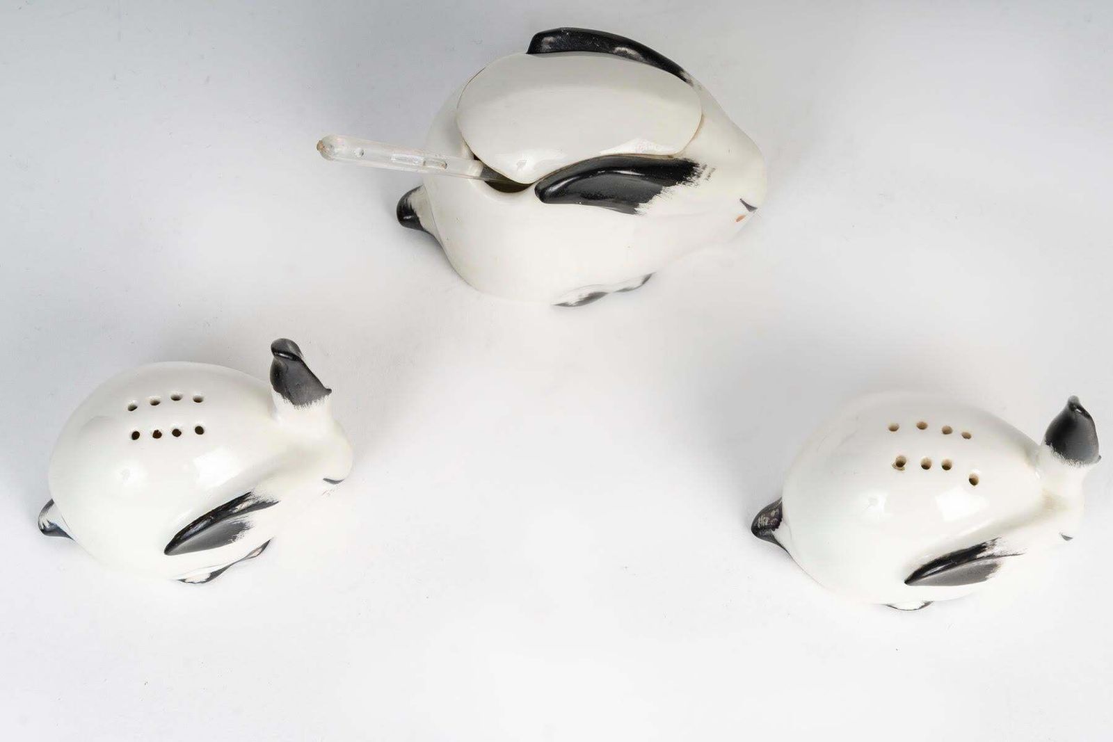Saltcellar, Pepperpot, Mustard Pot By Sandoz, Haviland Porcelain, 20th Century. photo for sale