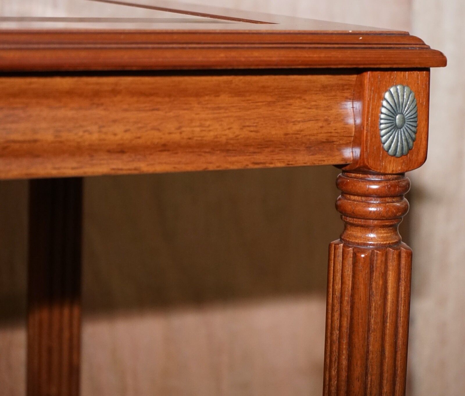 Pair Of Beautiful Wooden Side Tables With Glass Top photo vinterior