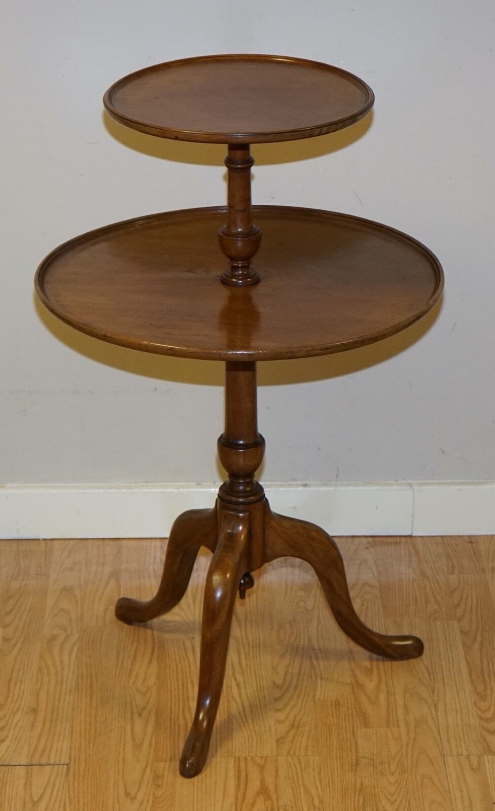 Large Victorian Circa 1880 Mahogany Queen Anne Circular 2 Tier Dumbwaiter Table photo furniture