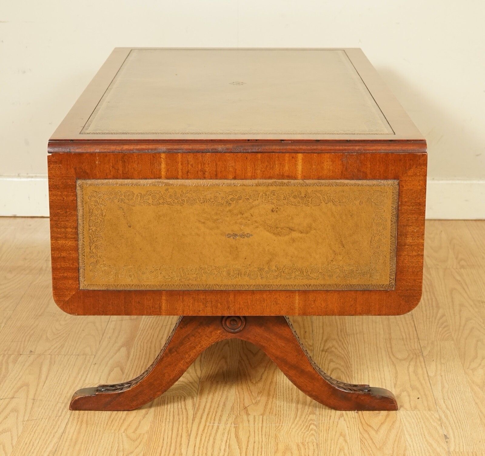 Vintage Bevan Funnell Extending Mahogany Coffee Table With Leather Top photo vintage
