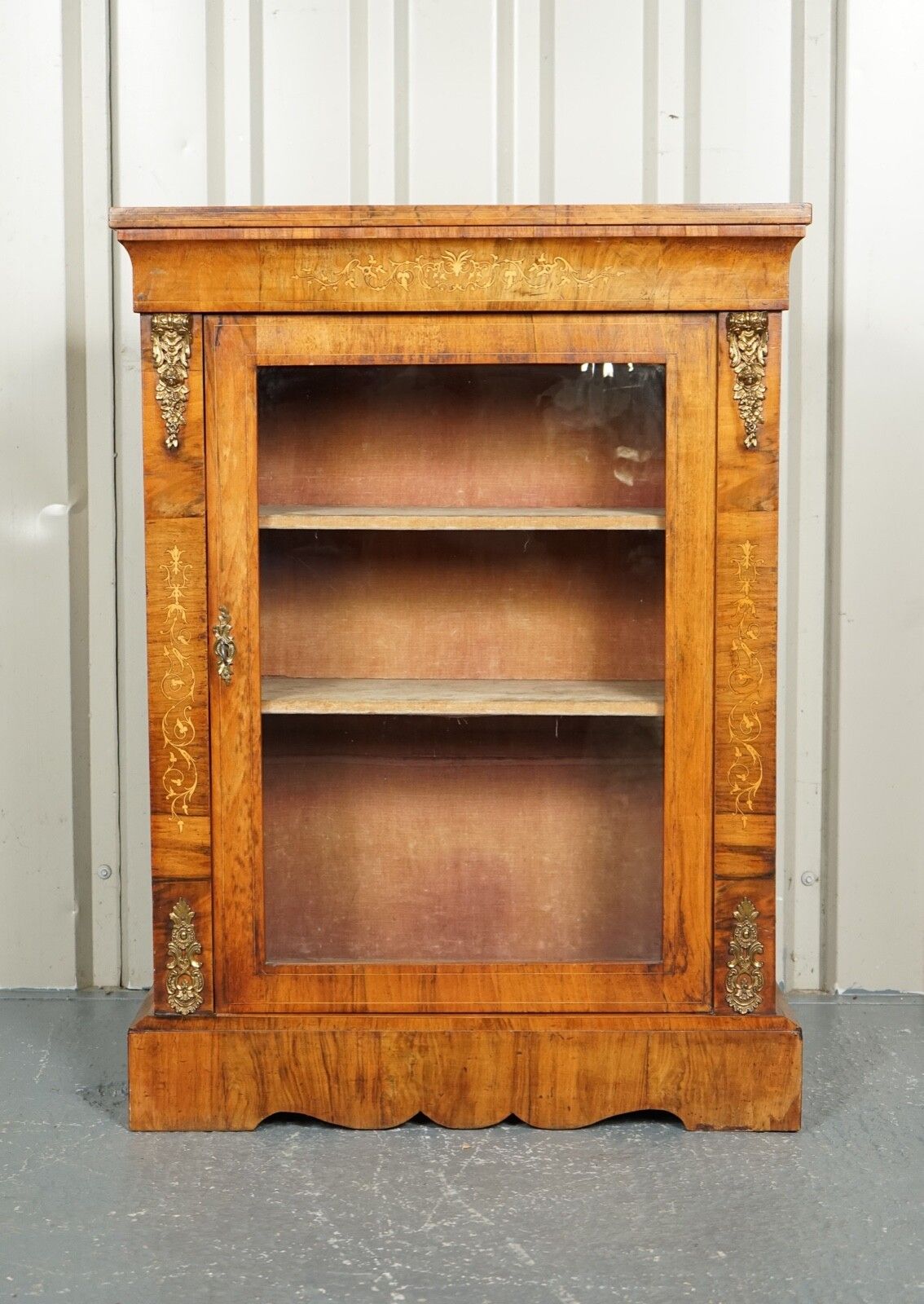 19th Century Victorian Burr Walnut Marquetry Pier Glazed Cabinet photo Furniture