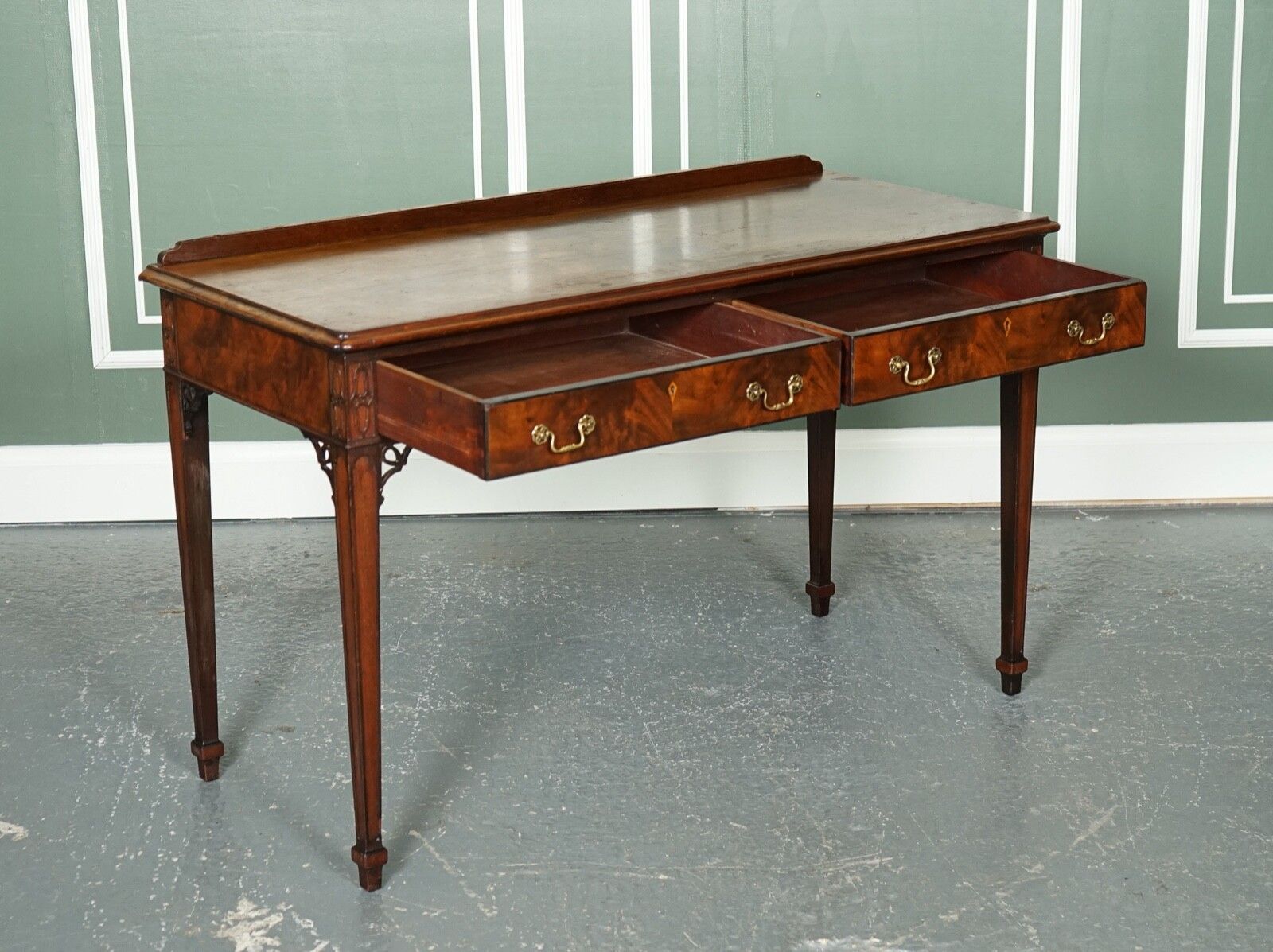 Stunning Chippendale Style Mahogany Console Hallway Table With Original Handles photo for sale