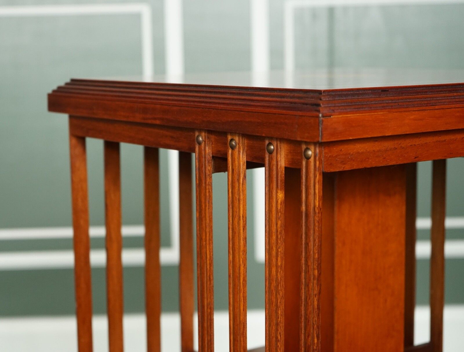 photo furniture Stunning Burr Walnut Sheraton Revival Inlaid Revolving Bookcase End Table