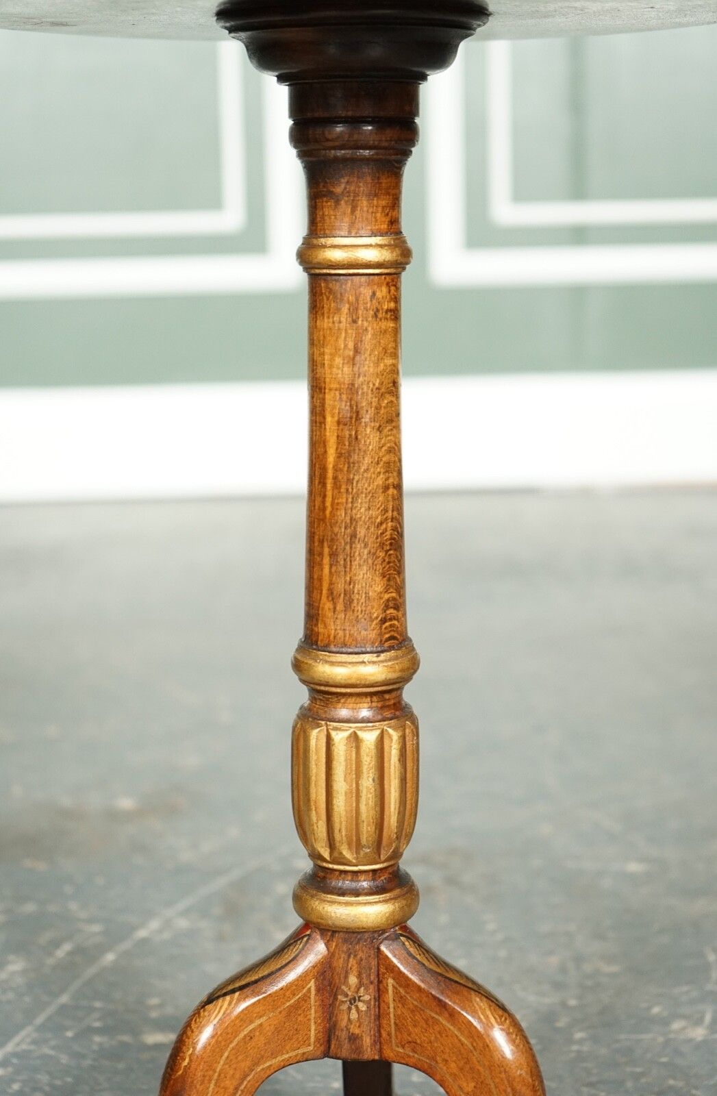 Vintage Oriental Chinoiserie  Ebonised Hand Painted Pedestal Side End Lamp Table photo vinterior