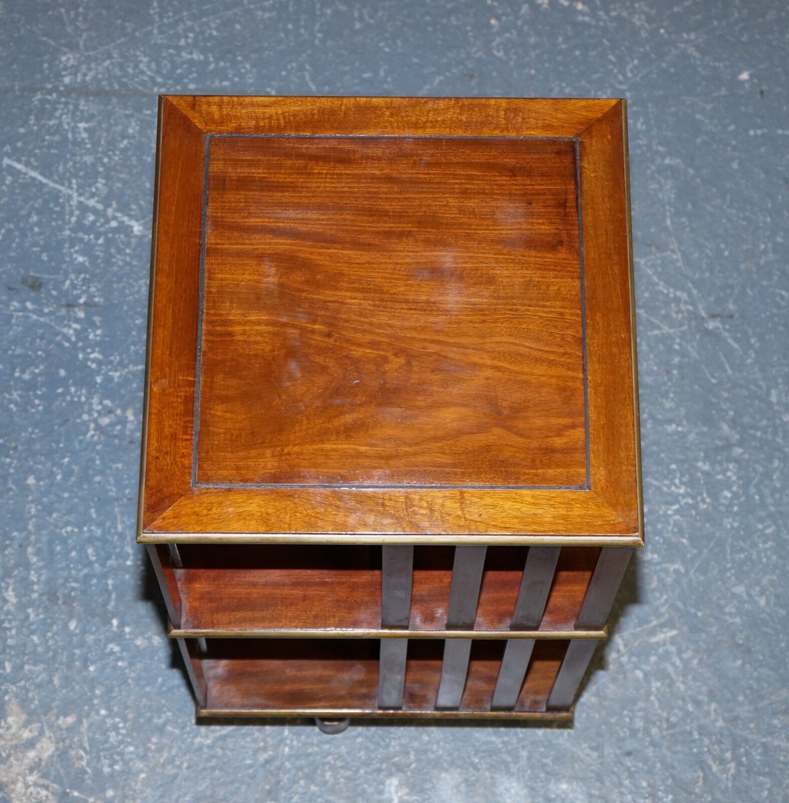 photo furniture Restored French Military Campaign Brass Inlaid Revolving Bookcase