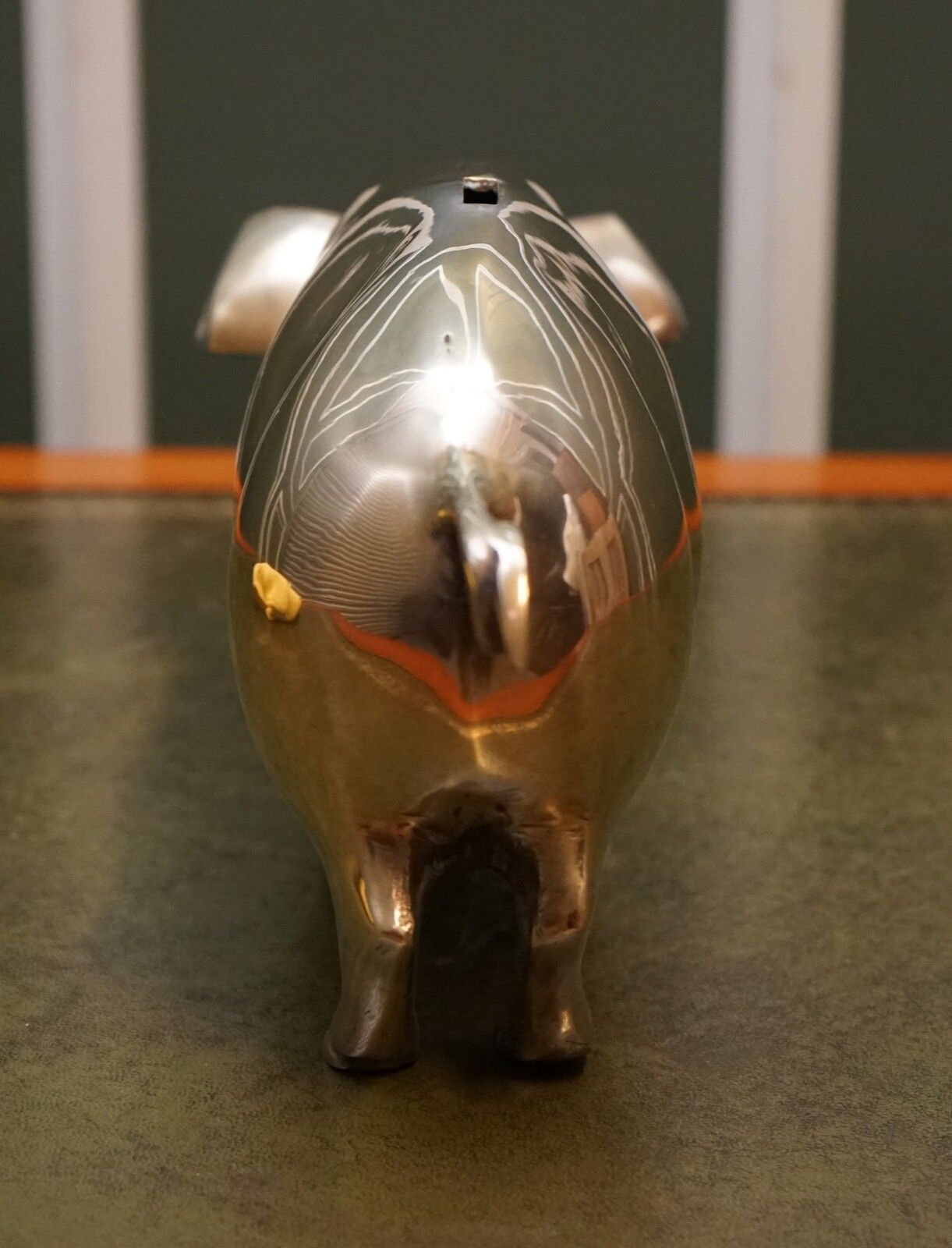 1920s Antique Decorative Brass Piggy Bank photo vintage