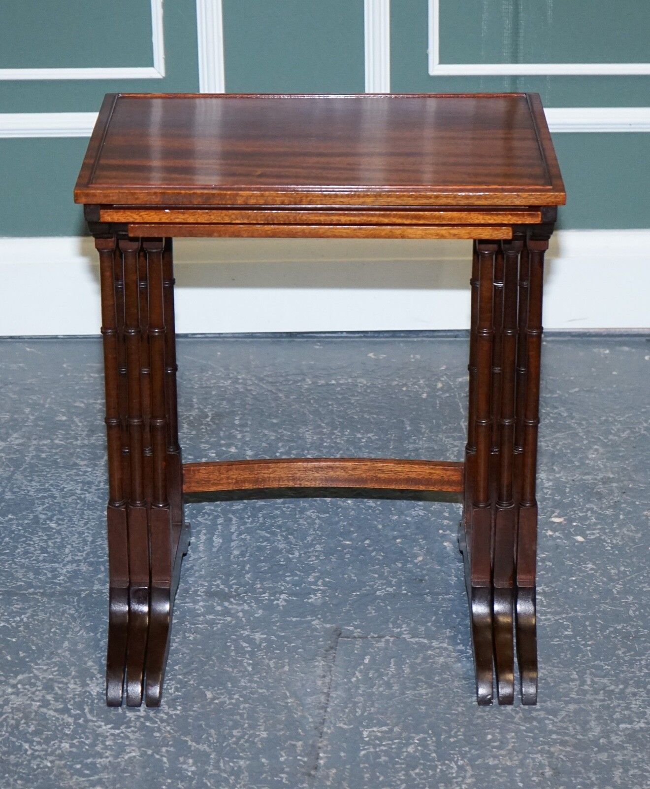 Georgian Nest Of Four Nesting Tables Side Tables With Bamboo Legs photo vintage